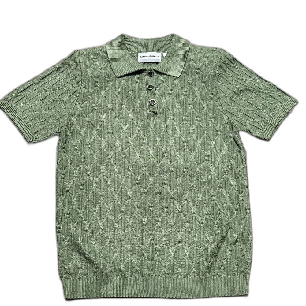 ALFRED DUNNER Women's PM Petite Sage Green Polo Short Sleeve Sweater Grandma